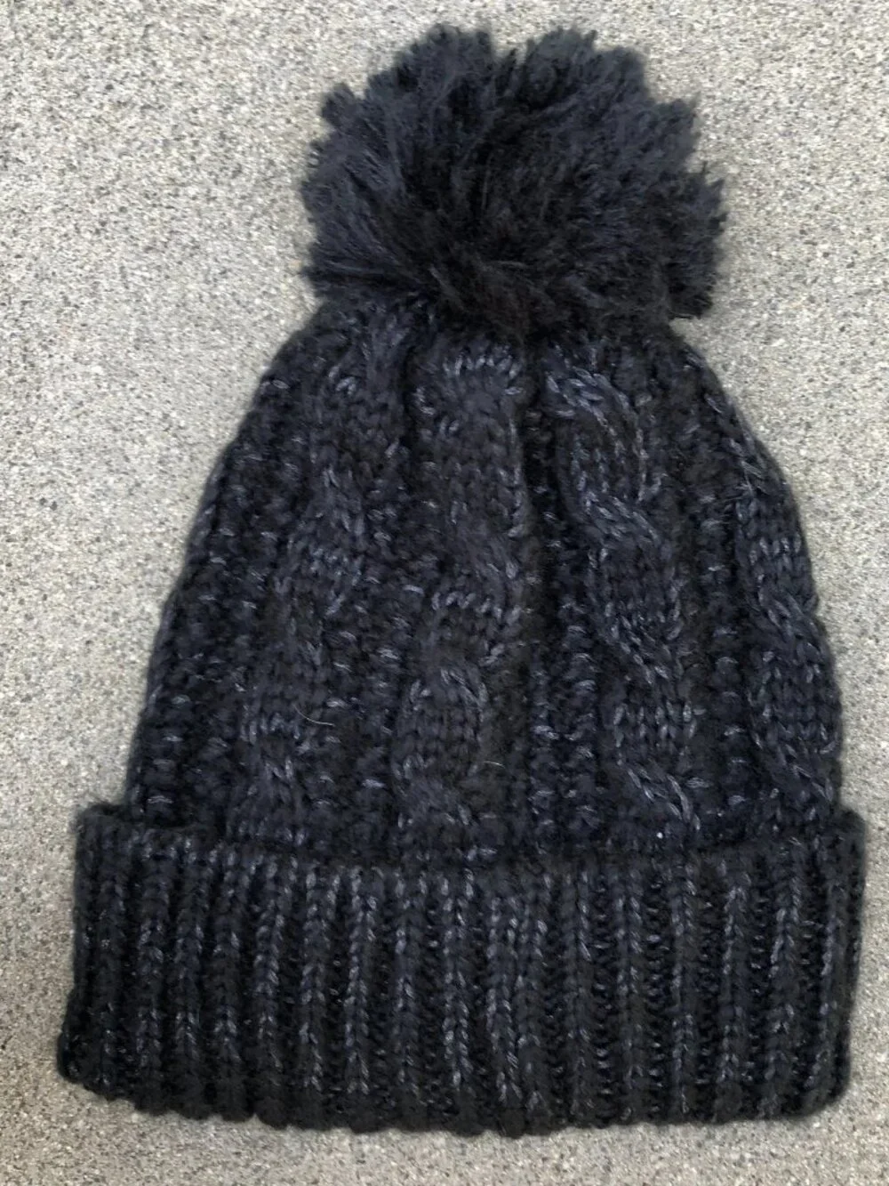 VINCE CAMUTO Knit Pom Beanie Hat Women's Grey Cuffed Cap One Size